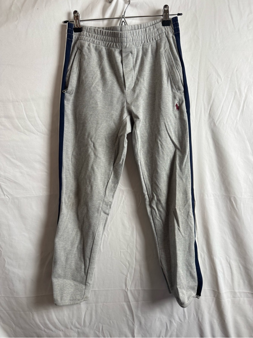 Polo by Ralph Lauren Light Gray Sweatpants with Navy Side Stripes